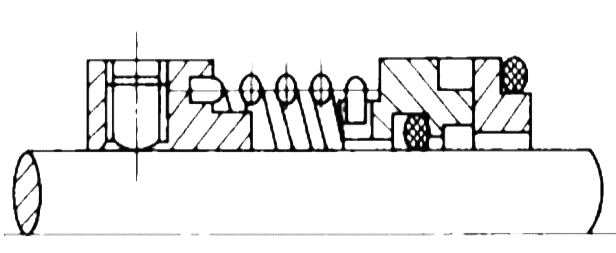 液壓密封中的“彈簧鉤傳動”的截面結(jié)構(gòu)平面截面圖
