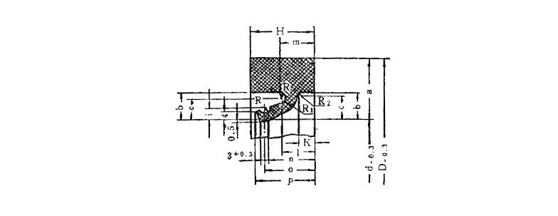 J形架橡膠油封體的錐形截面結構圖