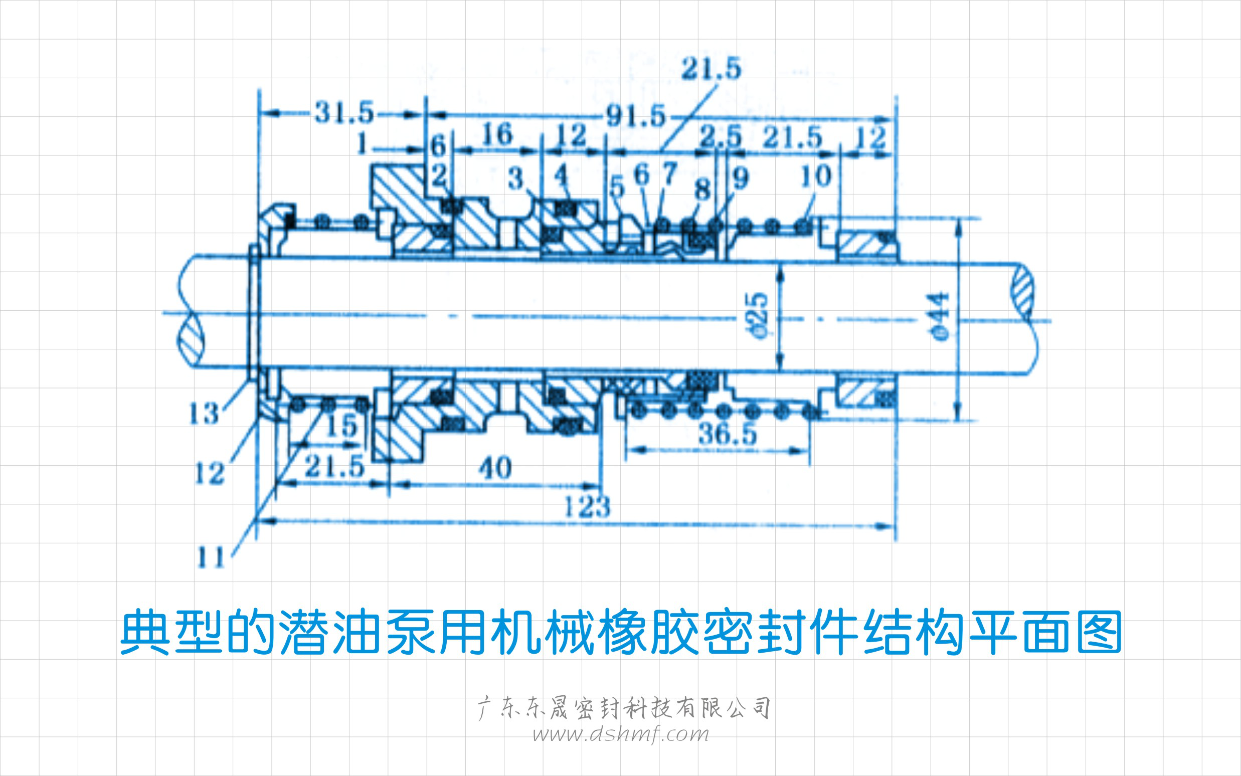 典型的潛油泵用機械橡膠密封圈結構平面圖